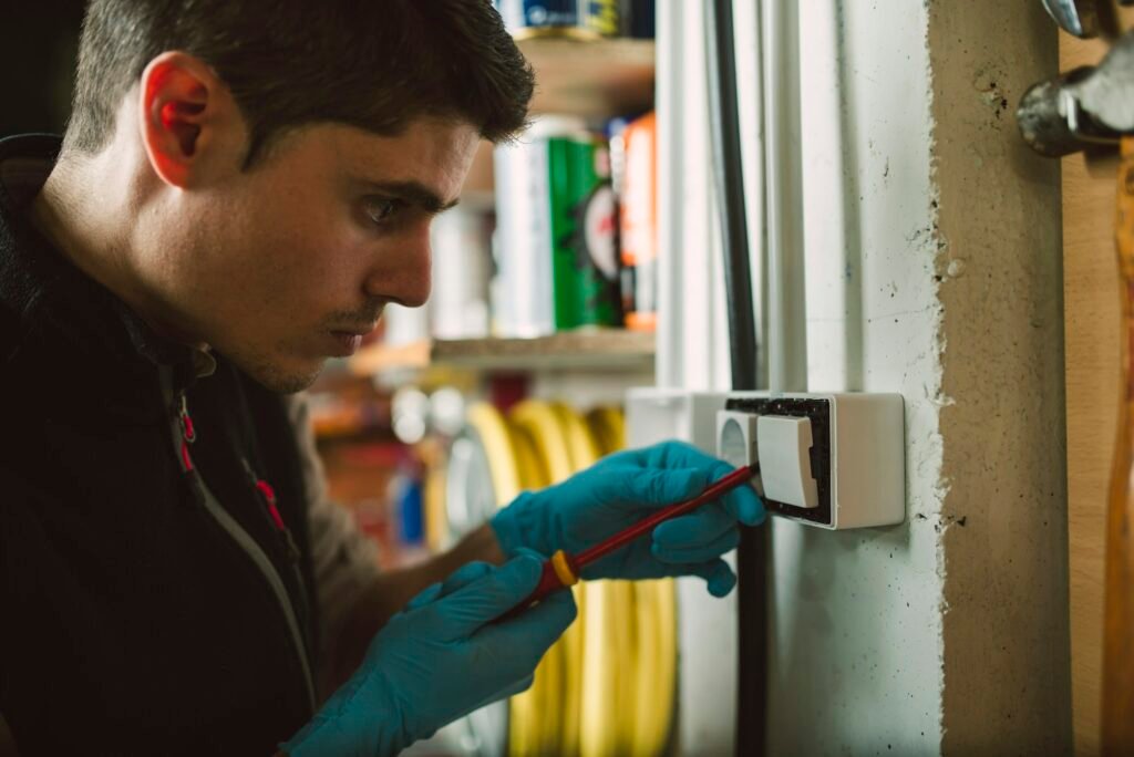 Man working on an electrical installation